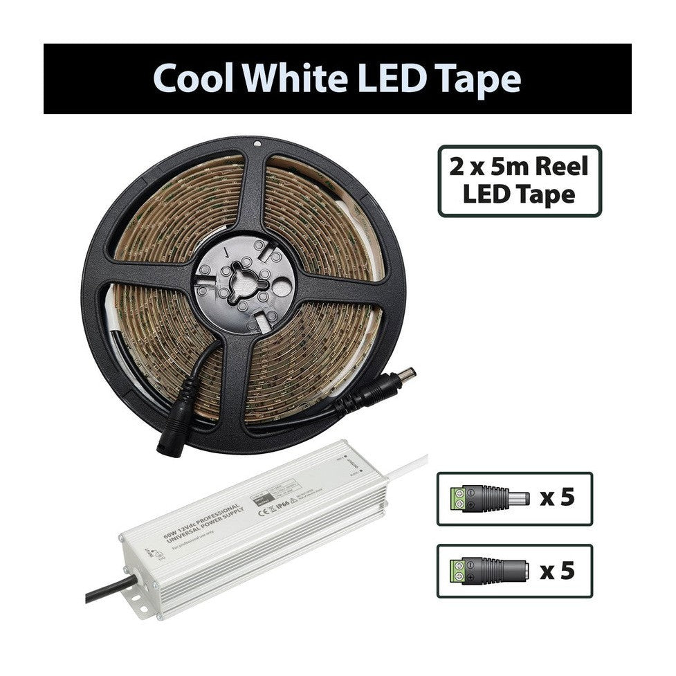 10m Cool White 6000K 12V LED Tape Package