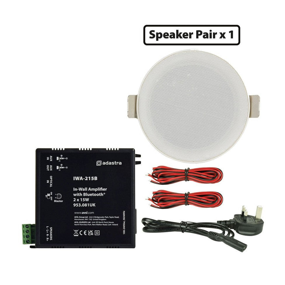 2 x 3" Mini Ceiling Speakers & IWA215B In-wall Bluetooth Amp