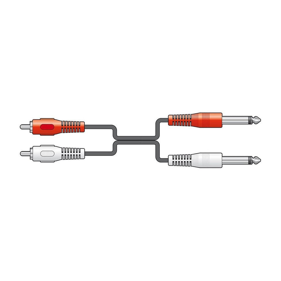 2 x RCA plugs to 2 x 6.3mm mono plugs lead 1.2m