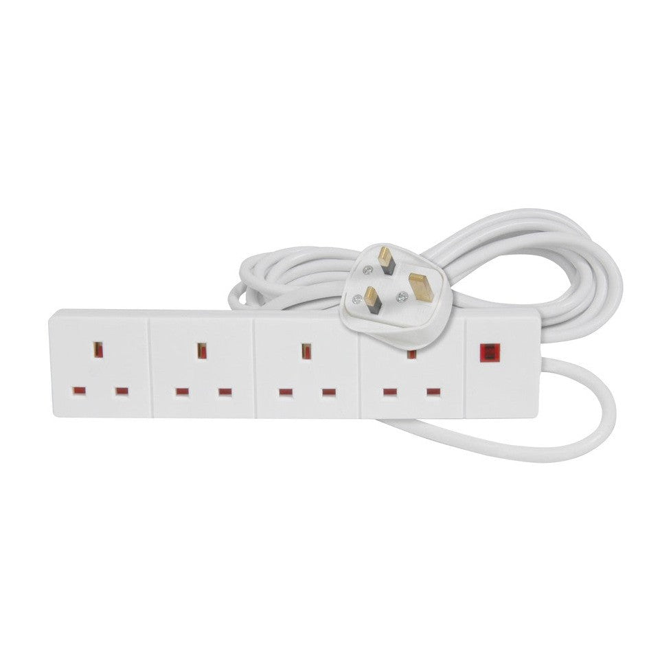 4 gang 13A extension lead White - 1.0m
