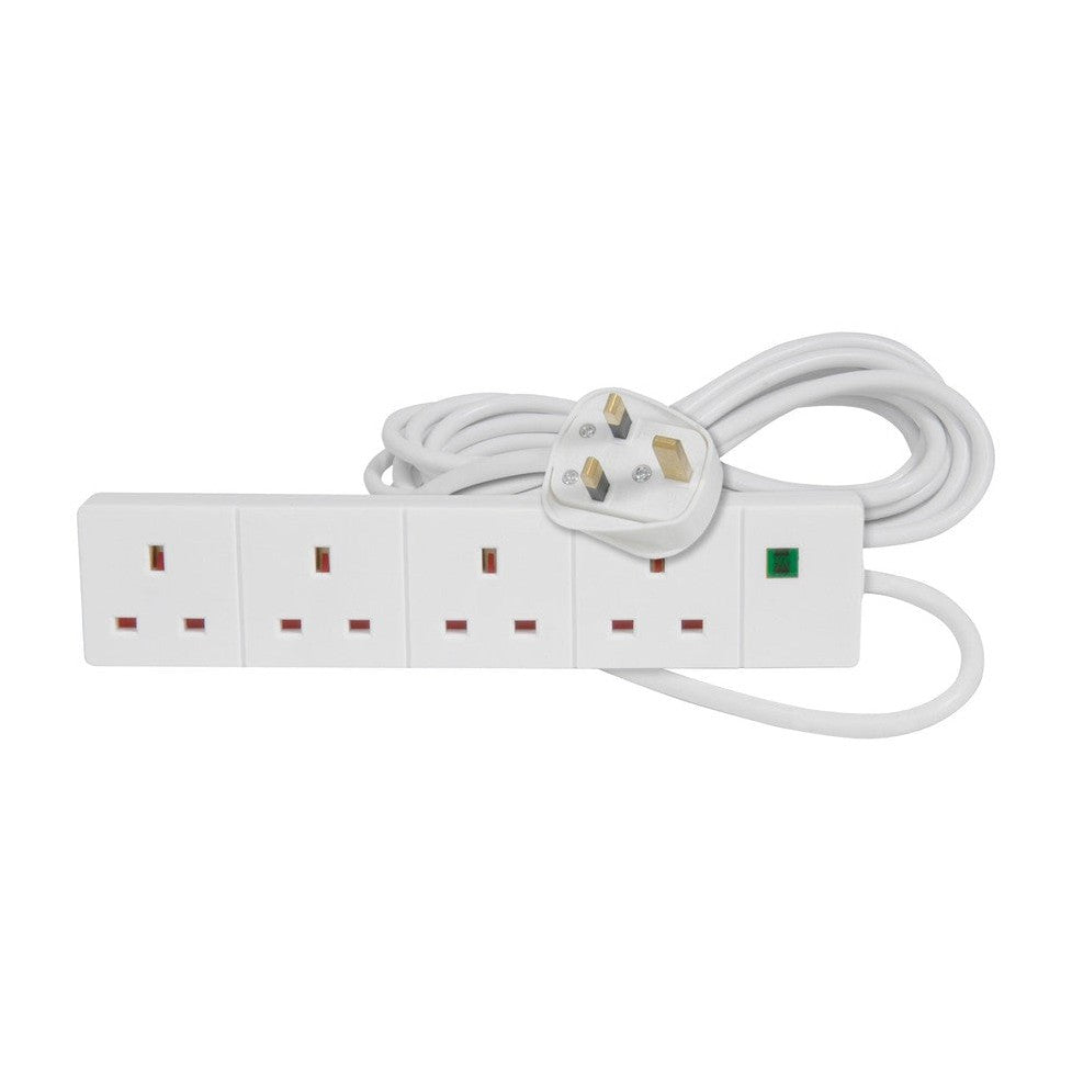 4-way extension lead, surge protection, 5.0m