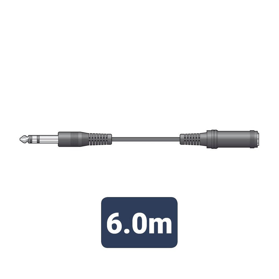 6.3mm stereo plug to 6.3mm stereo socket lead 6.0m
