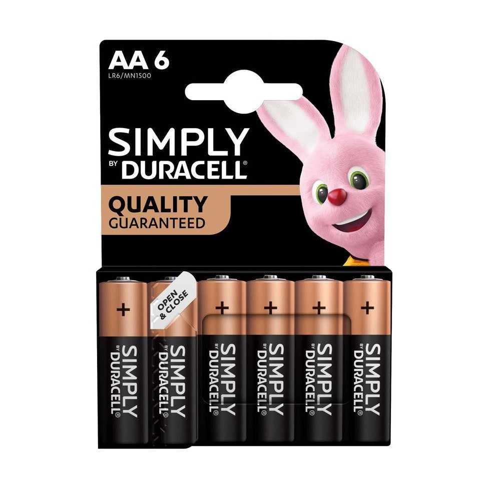 AA Simply Duracell Alkaline Batteries - 6 Pack