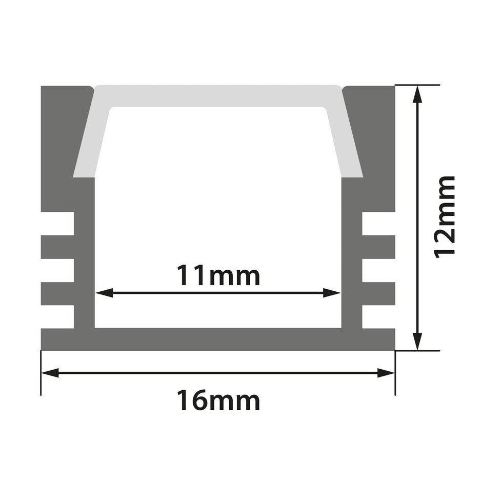 Aluminium LED Tape Profile Deep Section 1m