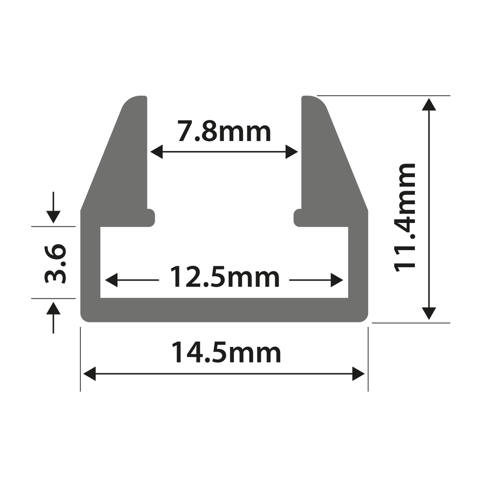 Aluminium LED Tape Profile M8 Shelf Slot 1m