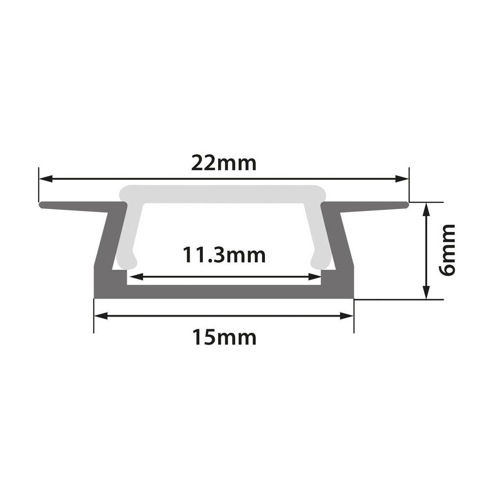 Aluminium LED Tape Profile Recess 2m