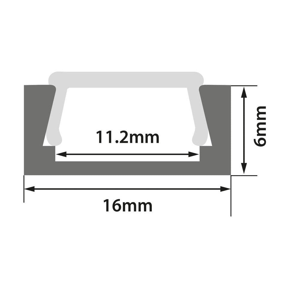 Aluminium LED Tape Profile Shallow Section 1m