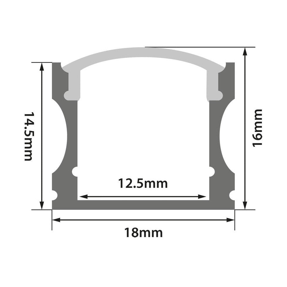 Aluminium LED Tape Profile Tall Crown 2m