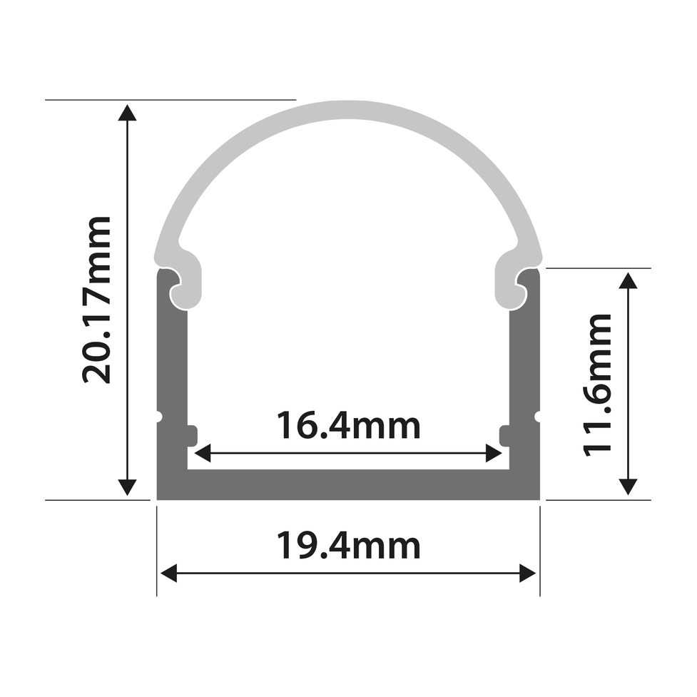 Aluminium LED Tape Profile U Section 2m