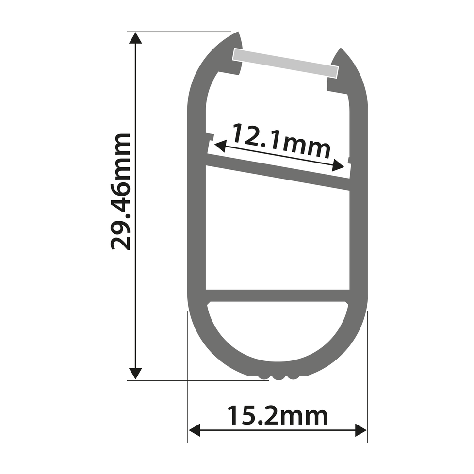 Aluminium LED Tape Profile Wardrobe 2m