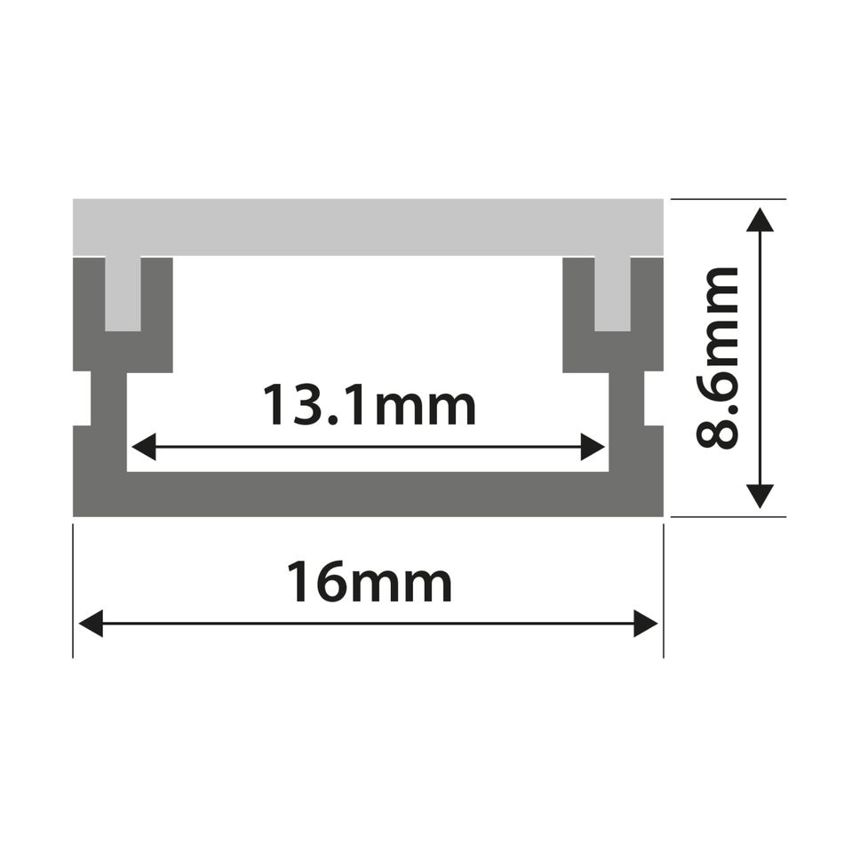 Aluminium LED Tape Profile Waterproof Short 2m