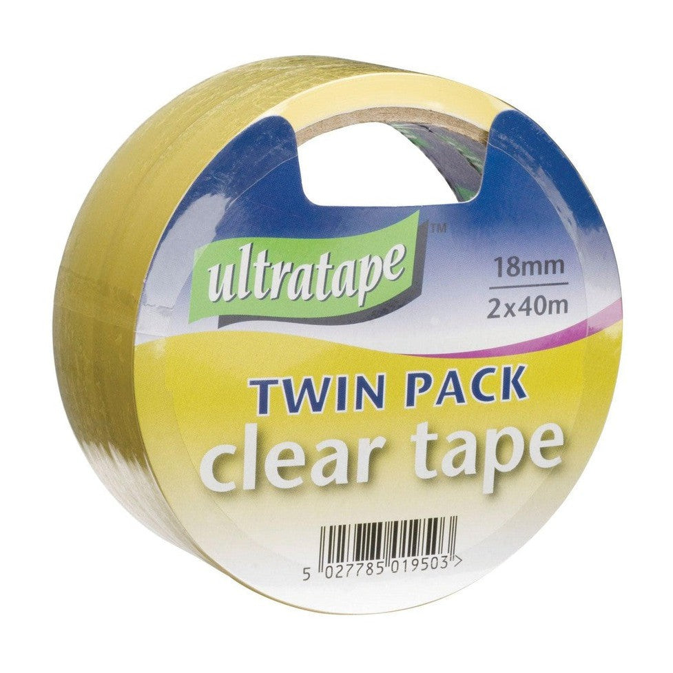 Clear Tape 18mm x 40m Twin Pk
