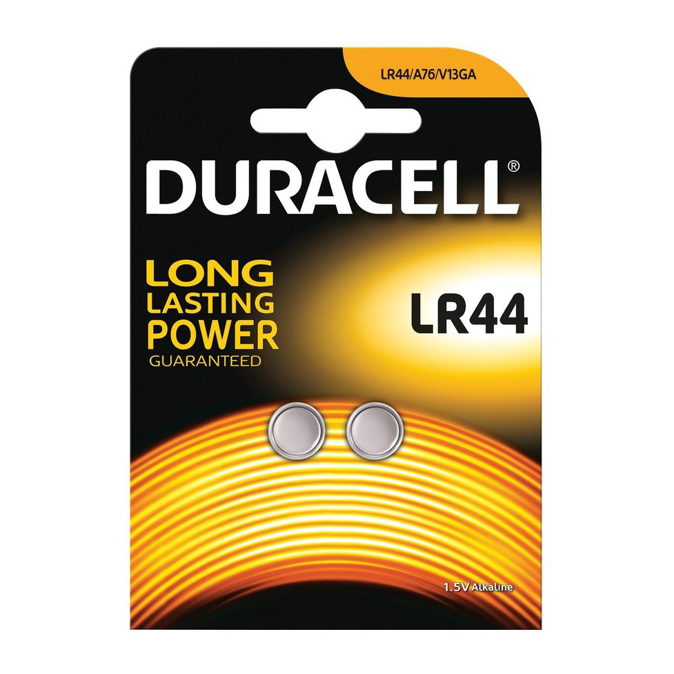 Duracell LR44 Alkaline Button Cell Battery Card of 2