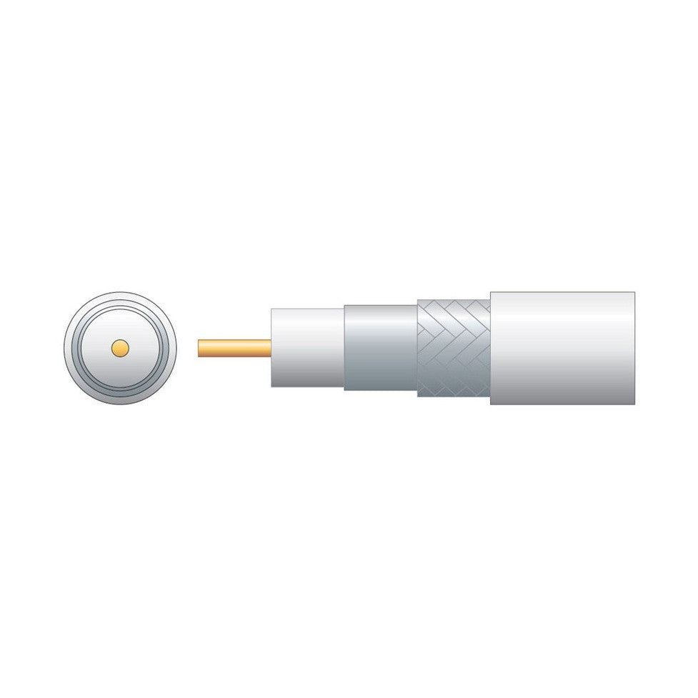Eco RG6 Foamed PE Coaxial Cable with Aluminum Braid - 100m White