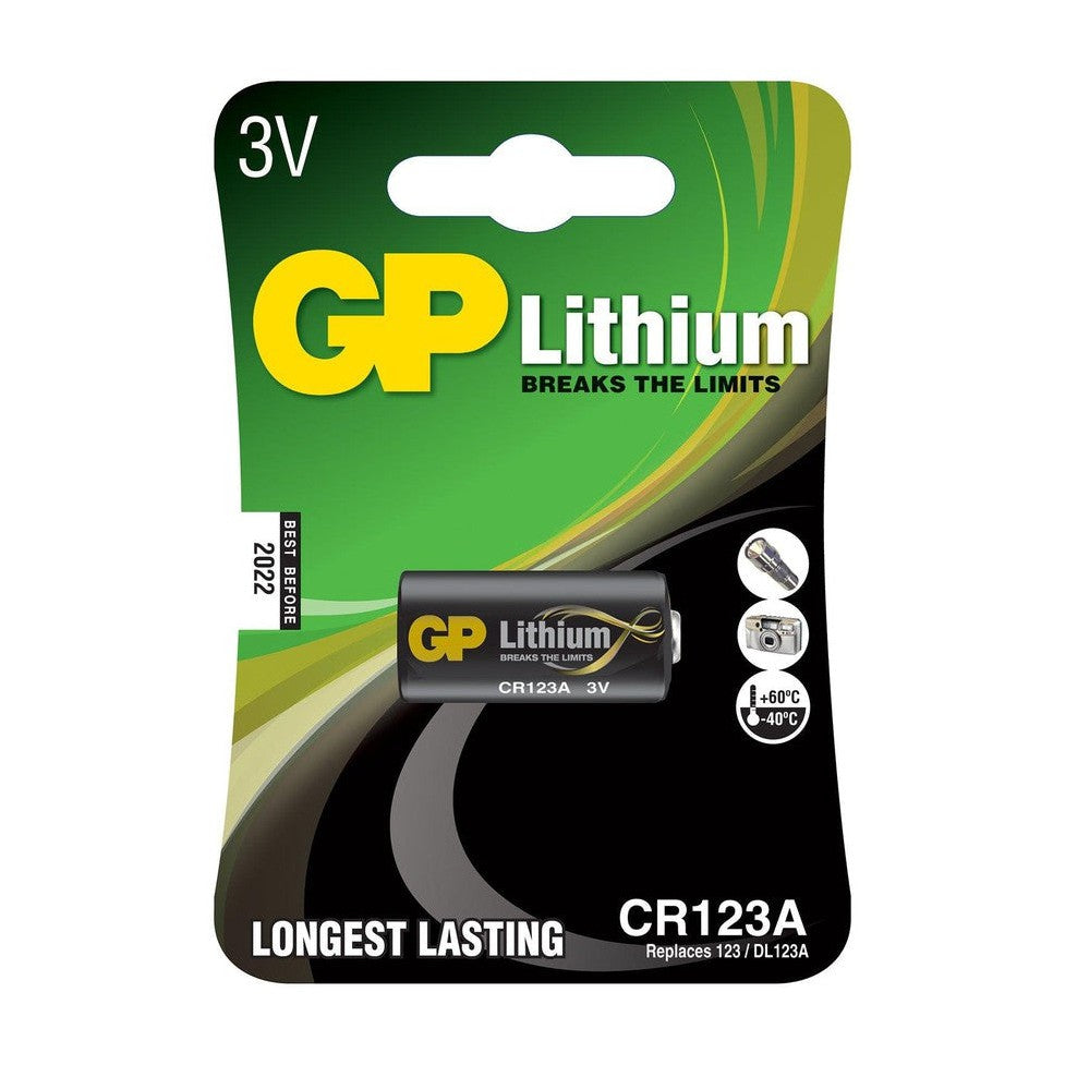 Lithium photo cell, CR123A, 3V, packed 1 per blister - 16.8 x 34.5mm