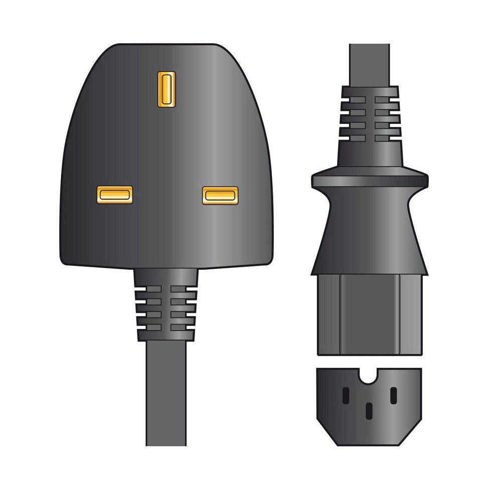 Mains Power Lead UK Plug - IEC Hot Plug 1.0m