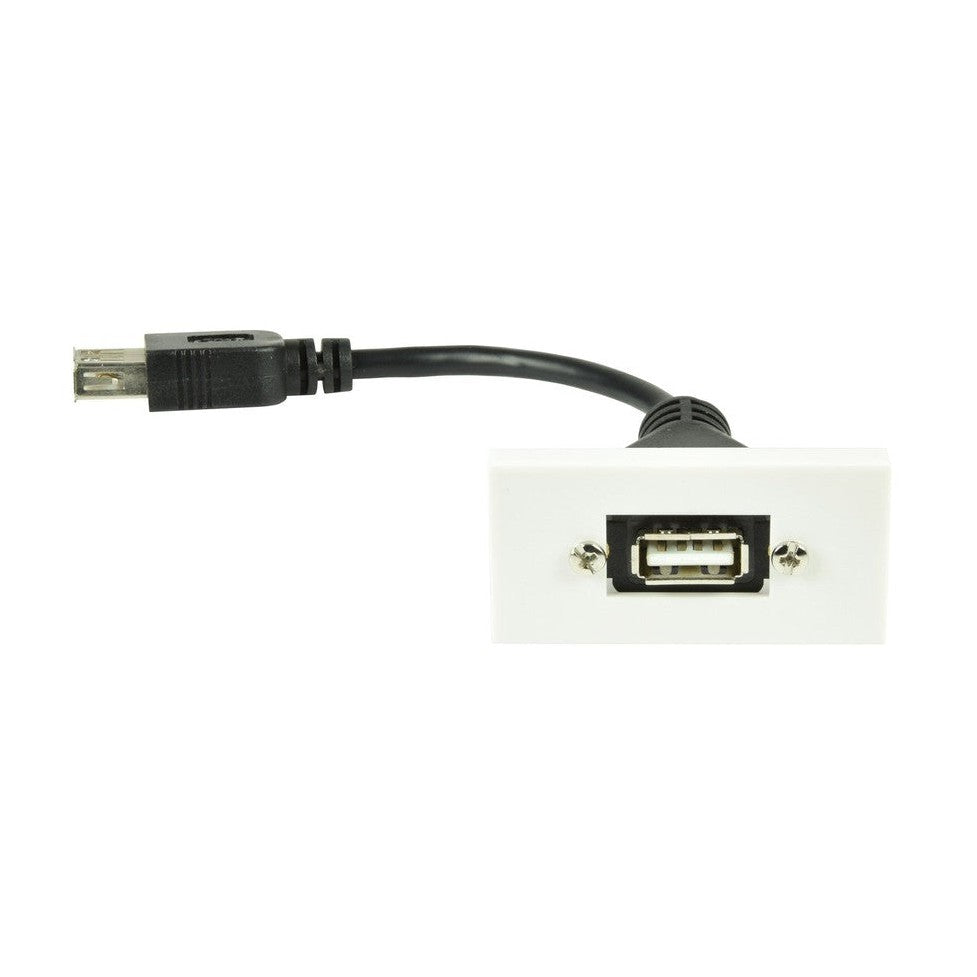 Wall Plate Module - USB2.0 Type-A Socket to Female Tail