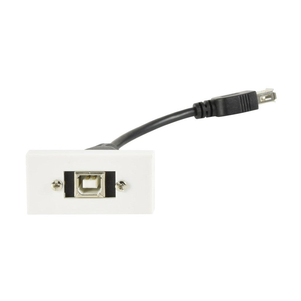 Wall Plate Module - USB2.0 Type-B Socket to Female Type-A Tail