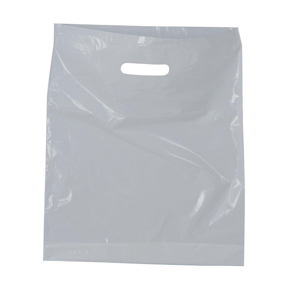 White Carrier Bag, 380 x 457 x 75mm (15" x 18" x 3 " approx), 30 microns