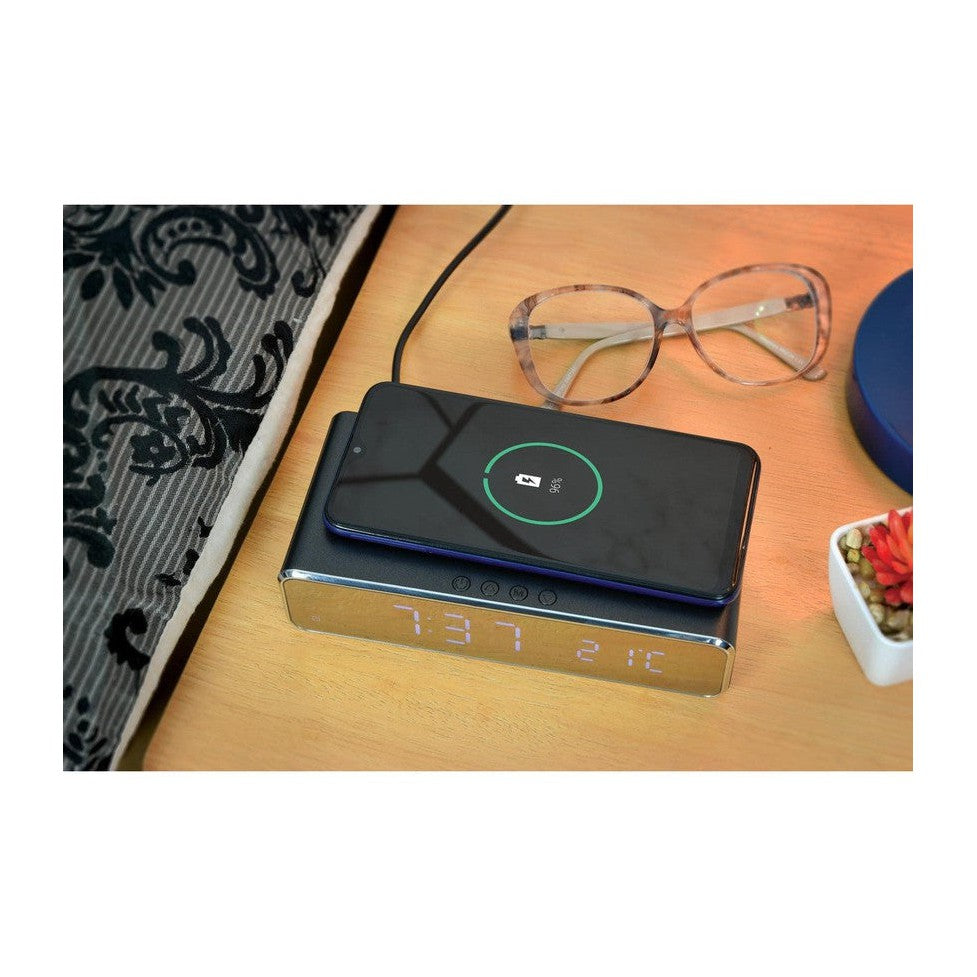 Wireless Fast Charging Digital Alarm Clock Black